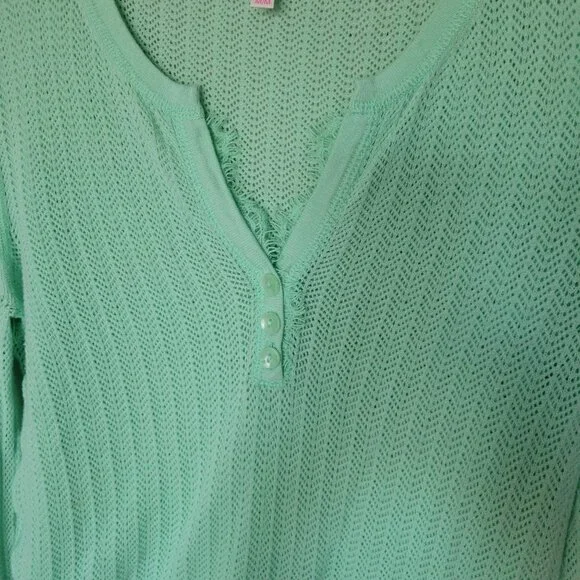 Victoria's Secret Lightweight Sweater Fitted Long Sleeve Green V Neck Size M - Picture 3 of 6
